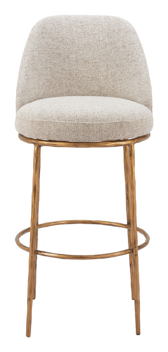 Zuo Modern Nordhavn Swivel Barstool Beige & Gold