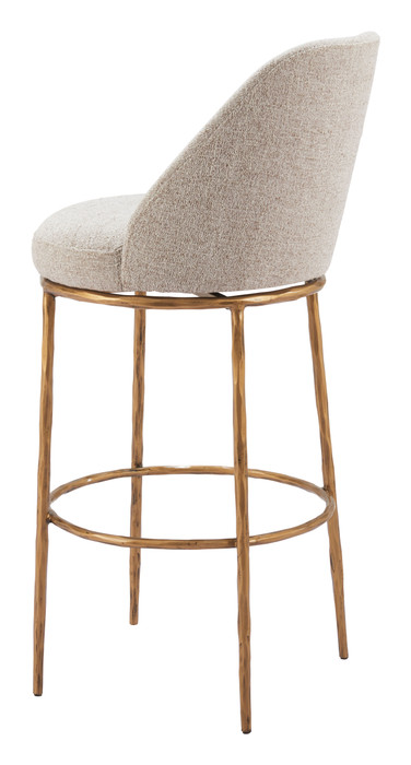 Zuo Modern Nordhavn Swivel Barstool Beige & Gold