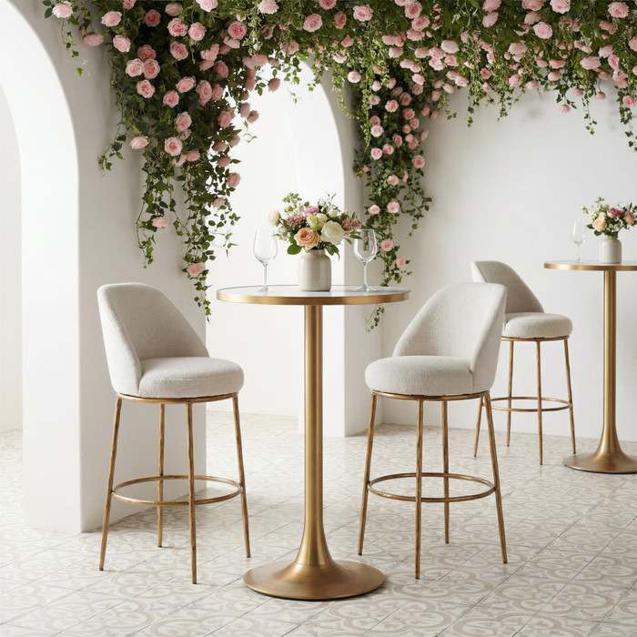 Zuo Modern Nordhavn Swivel Barstool Beige & Gold