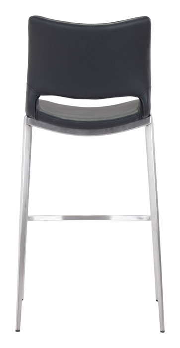 Zuo Modern Ace Barstool (Set of 2) Black & Silver