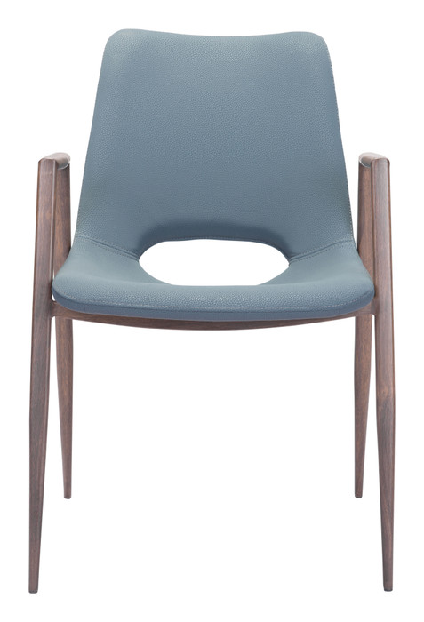 Zuo Modern Desi Dining Chair (Set of 2) Azure Gray & Walnut