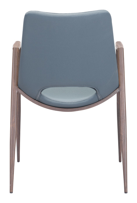 Zuo Modern Desi Dining Chair (Set of 2) Azure Gray & Walnut