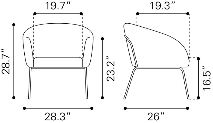 Zuo Modern Quinten Accent Chair Vintage Gray