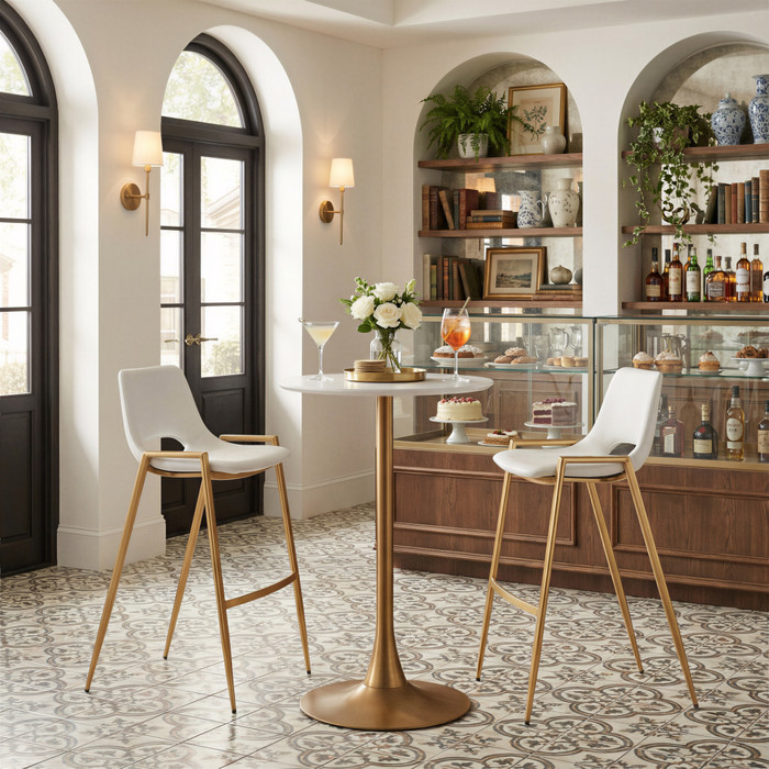 Zuo Modern Auray Bar Table White & Gold