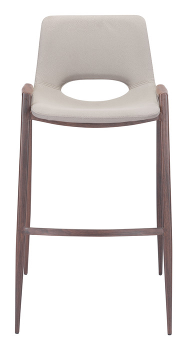 Zuo Modern Desi Barstool (Set of 2) Beige & Walnut