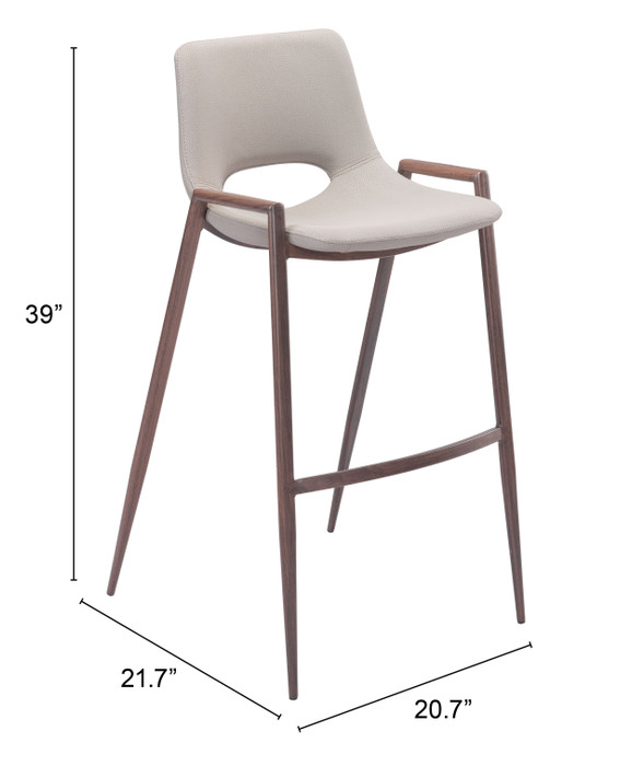 Zuo Modern Desi Barstool (Set of 2) Beige & Walnut