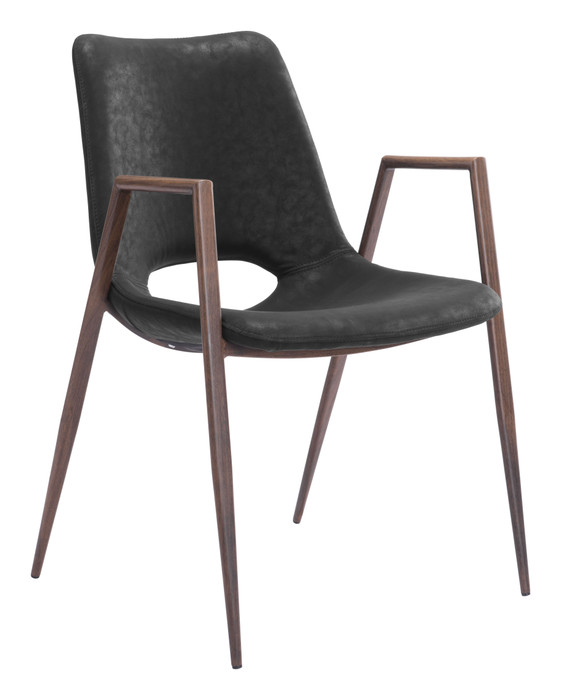 Zuo Modern Desi Dining Chair (Set of 2) Black & Walnut