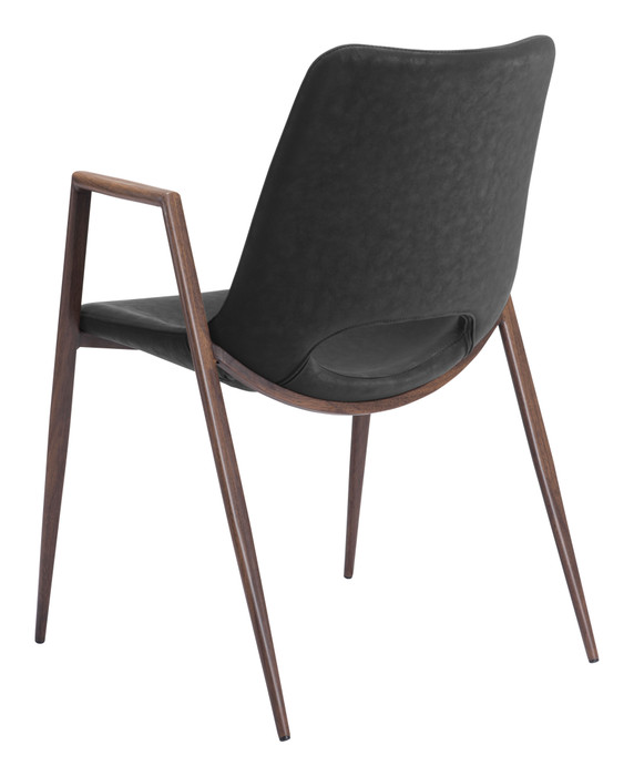 Zuo Modern Desi Dining Chair (Set of 2) Black & Walnut