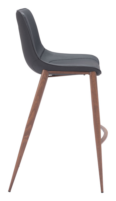 Zuo Modern Magnus Barstool (Set of 2) Black & Walnut