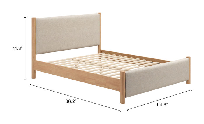 Zuo Modern Hadi Queen Bed Beige & Natural