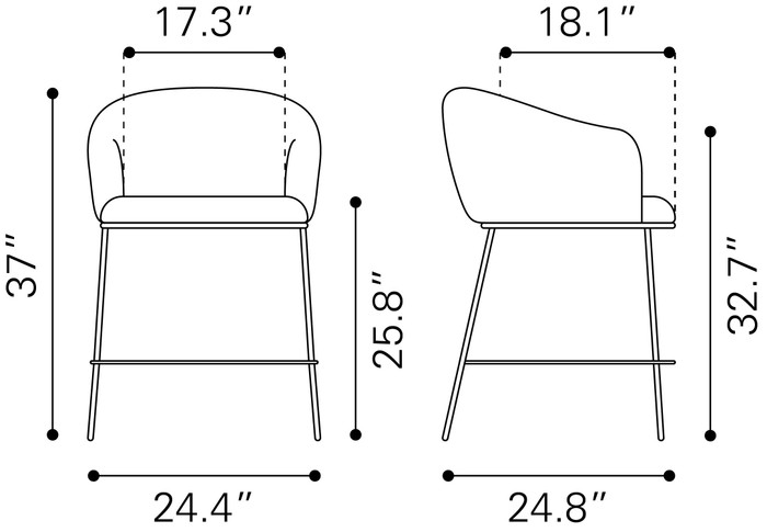 Zuo Modern Essen Counter Stool Black & Bronze