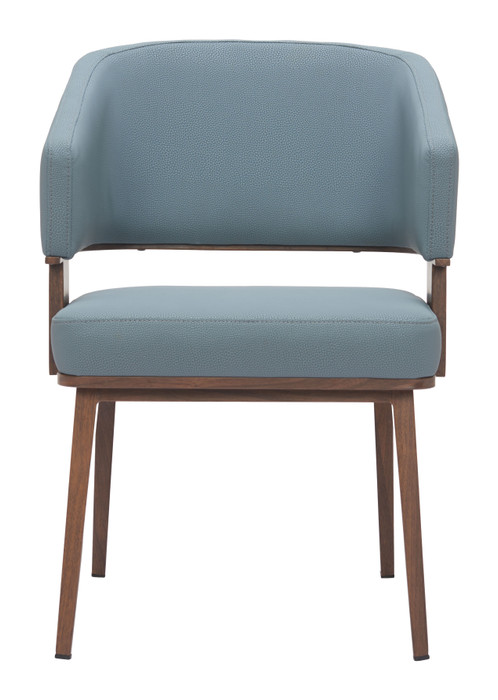 Zuo Modern Poise Dining Chair Azure Gray & Walnut