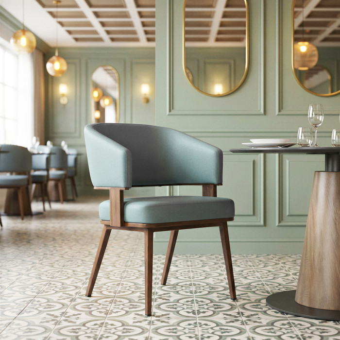 Zuo Modern Poise Dining Chair Azure Gray & Walnut