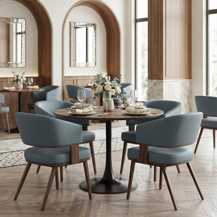 Zuo Modern Poise Dining Chair Azure Gray & Walnut