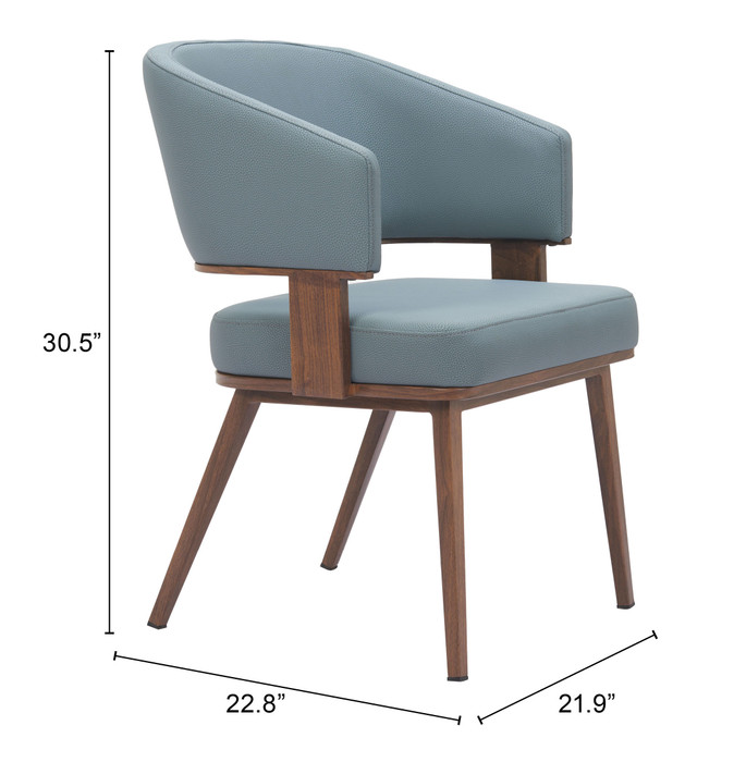 Zuo Modern Poise Dining Chair Azure Gray & Walnut