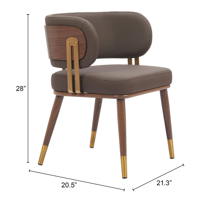 Zuo Modern Brew Dining Chair Brown & Walnut