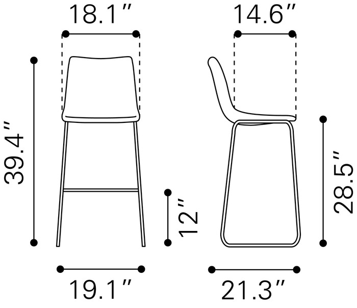 Zuo Modern Smart Barstool (Set of 2) Black