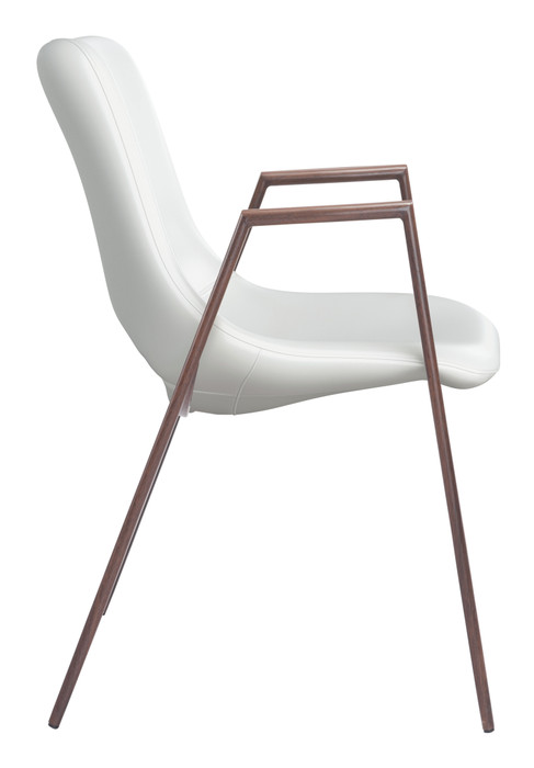 Zuo Modern Desi Dining Chair (Set of 2) White & Walnut