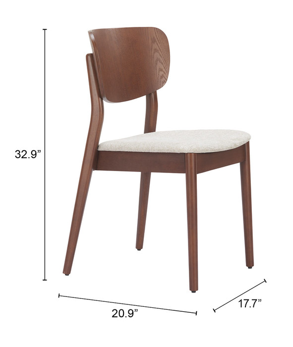Zuo Modern Kellua Dining Chair (Set of 2) Beige & Walnut