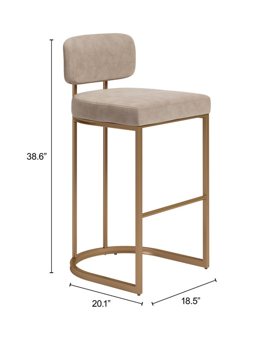 Zuo Modern Velar Barstool (Set of 2) Beige