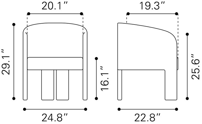 Zuo Modern Hull Accent Chair Slate Gray