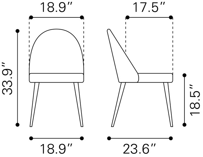 Zuo Modern Silloth Armless Dining Chair (Set of 2) Brown