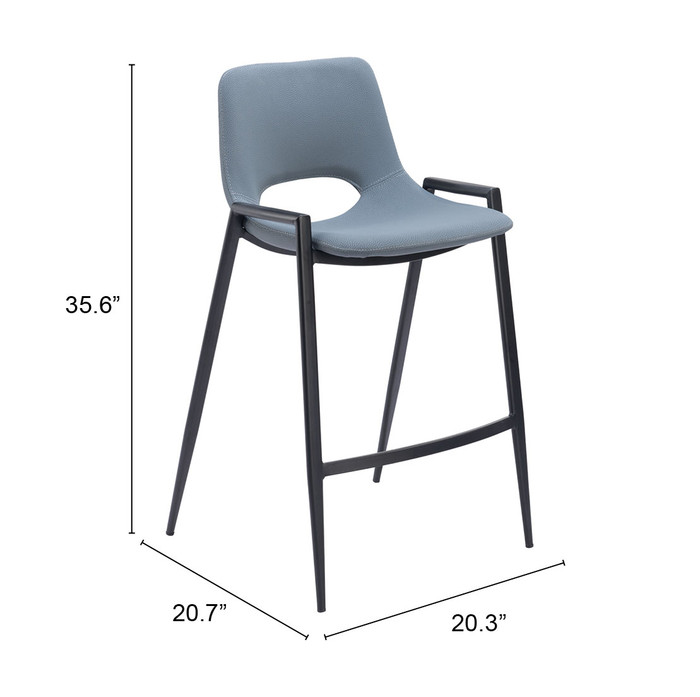 Zuo Modern Desi Counter Stool (Set of 2) Azure Gray