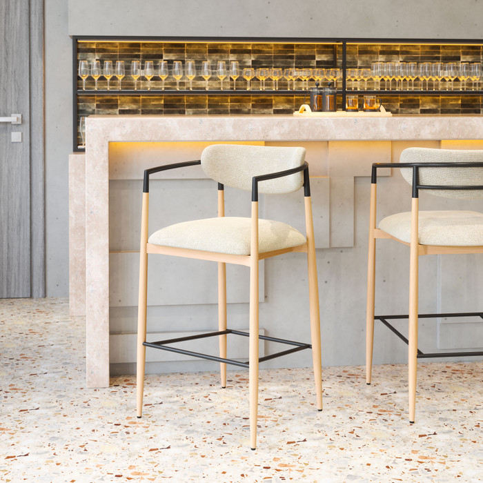 Zuo Modern Equinox Barstool Oyster Gray & Natural