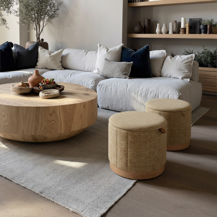 Zuo Modern Fije Storage Ottoman Oat Yellow