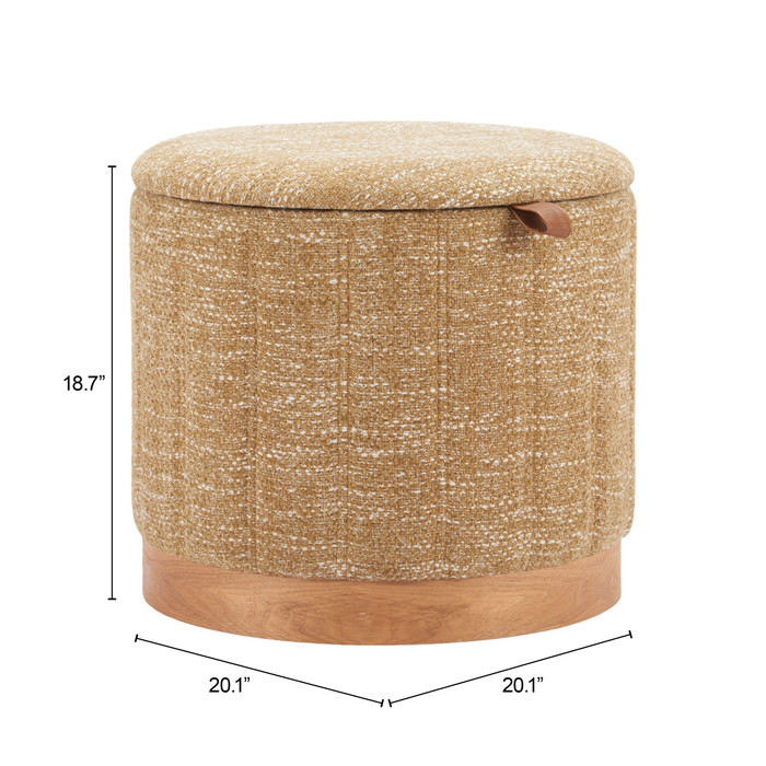 Zuo Modern Fije Storage Ottoman Oat Yellow