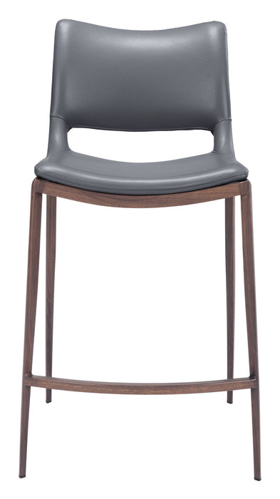 Zuo Modern Ace Counter Stool (Set of 2) Dark Gray & Walnut