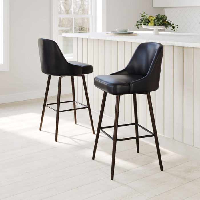 Zuo Modern Keppel Swivel Barstool Black & Bronze