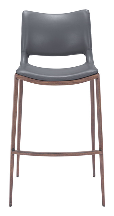 Zuo Modern Ace Barstool (Set of 2) Dark Gray & Walnut