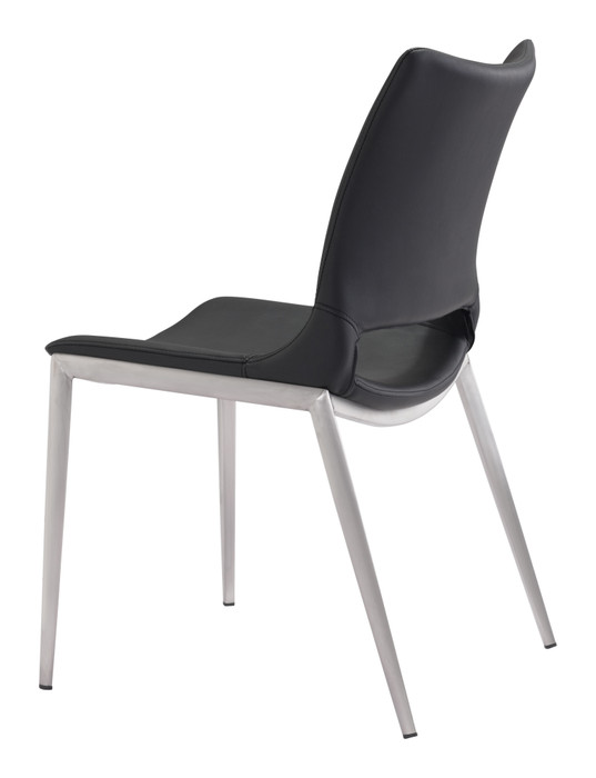 Zuo Modern Ace Dining Chair (Set of 2) Black & Silver