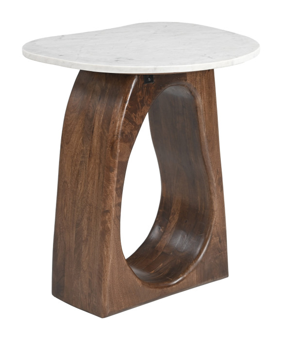 Zuo Modern Vara Side Table White & Walnut