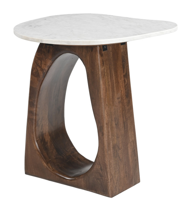 Zuo Modern Vara Side Table White & Walnut