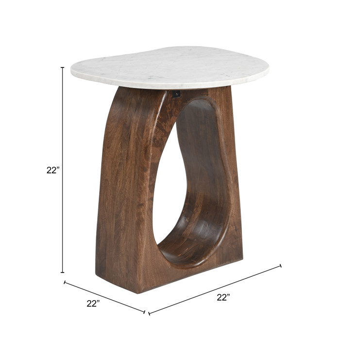 Zuo Modern Vara Side Table White & Walnut