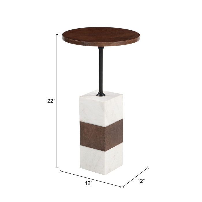 Zuo Modern Stuk Side Table Brown & White