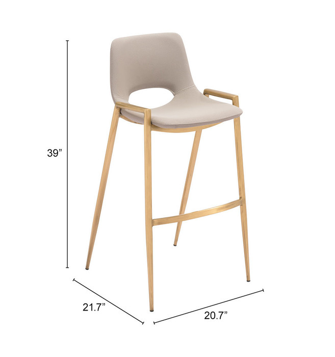 Zuo Modern Desi Barstool (Set of 2) Beige & Gold