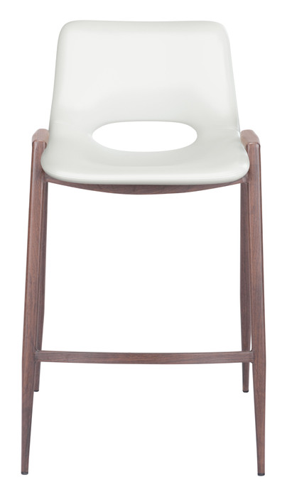 Zuo Modern Desi Counter Stool (Set of 2) White & Walnut