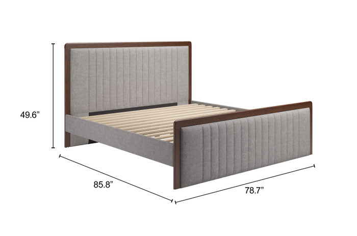 Zuo Modern Somune King Bed Gray & Walnut