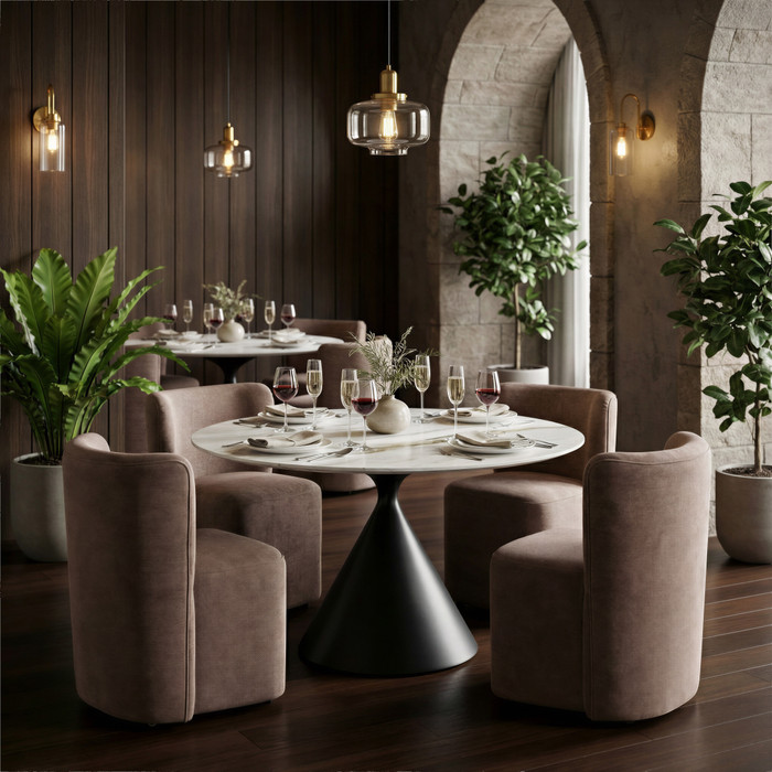 Zuo Modern Bambun Dining Chair with Wheels Taupe