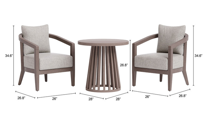 Zuo Modern Viola Patio Seating Set - Brown