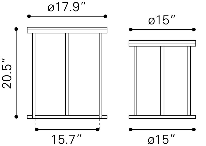 Zuo Modern Bari Nesting Table Set (2-Piece) Natural