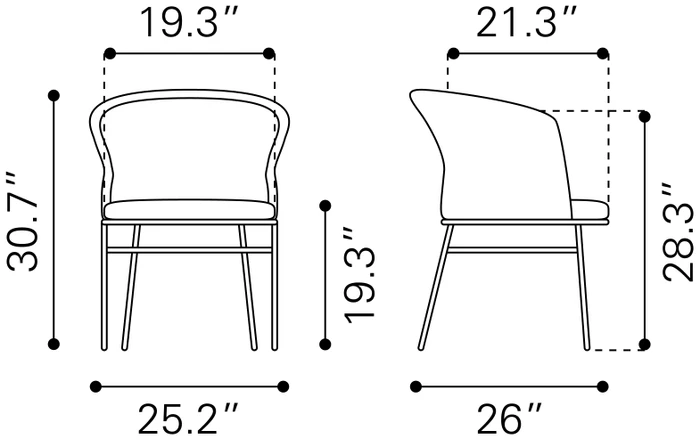 Zuo Modern Freycinet Dining Chair - Black, Set of 2
