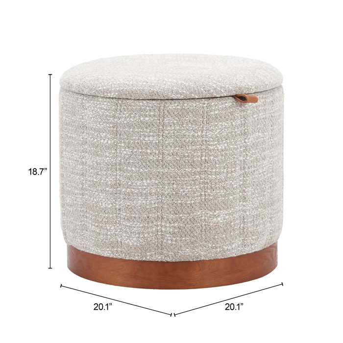 Zuo Modern Fije Storage Ottoman Gray