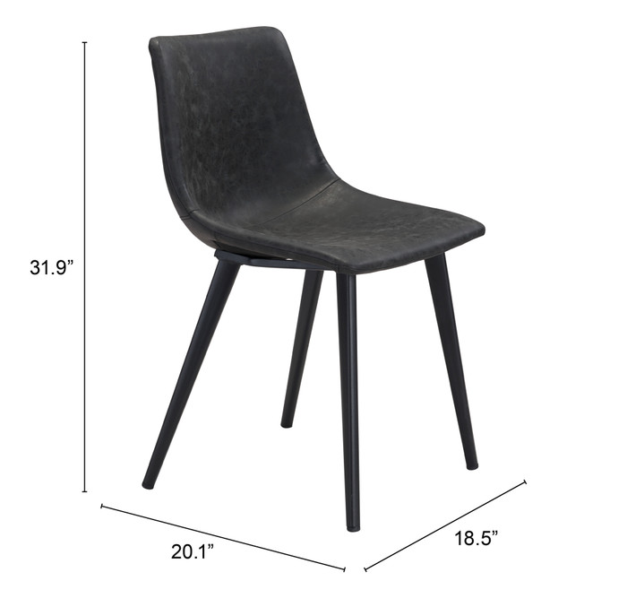 Zuo Modern Daniel Dining Chair - Vintage Black, Set of 2