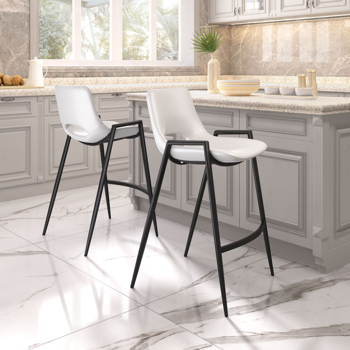 Zuo Modern Desi Counter Stool - White, Set of 2