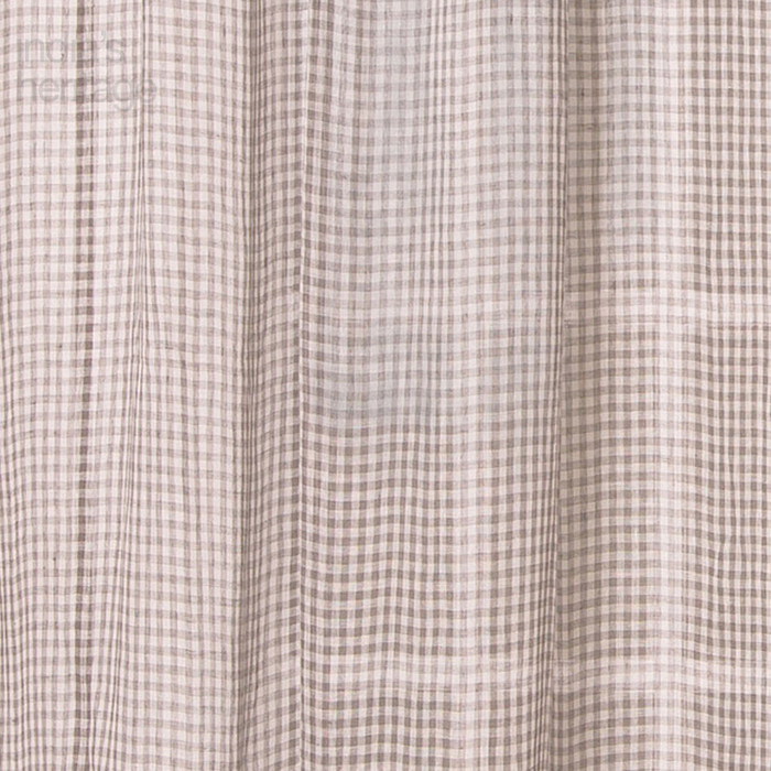 Gracie Linen Sheer Check Curtain, Grey