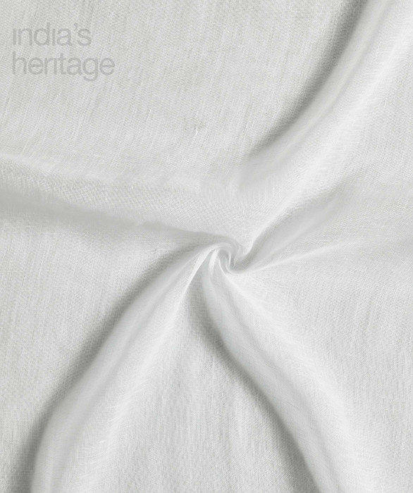 Everyday Sheer Linen Curtain in White by India's Heritage